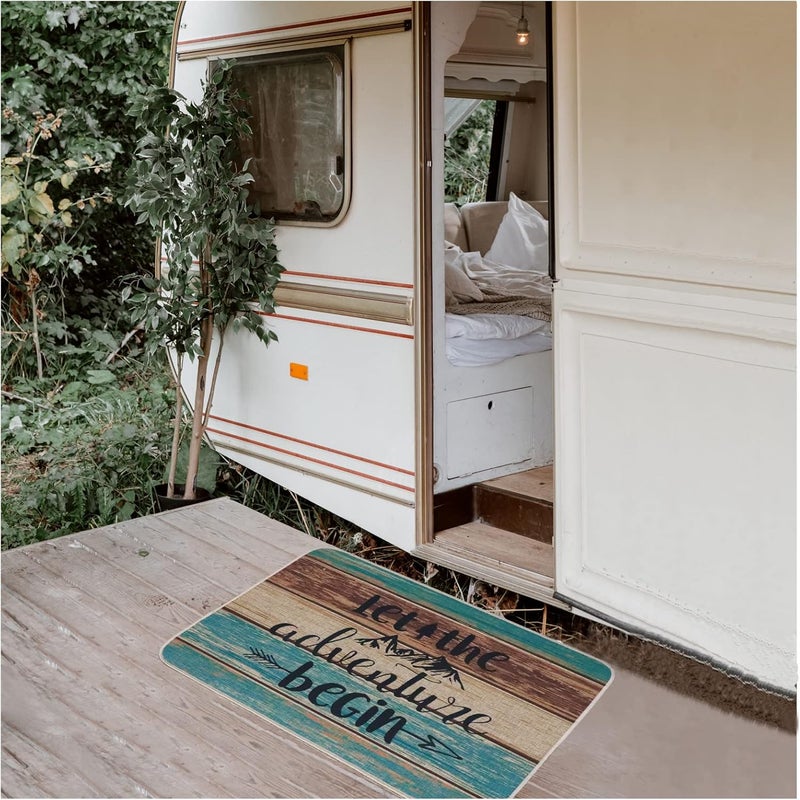 NYDECOR Welcome Mats for Front Door Farmhouse Camper Door Mat Trailer RV Floor Mats Let The Adventure Begin Camping Doormat Non Slip Rubber Entrance Rug for Indoor Outdoor 17x28 inch - Image 5